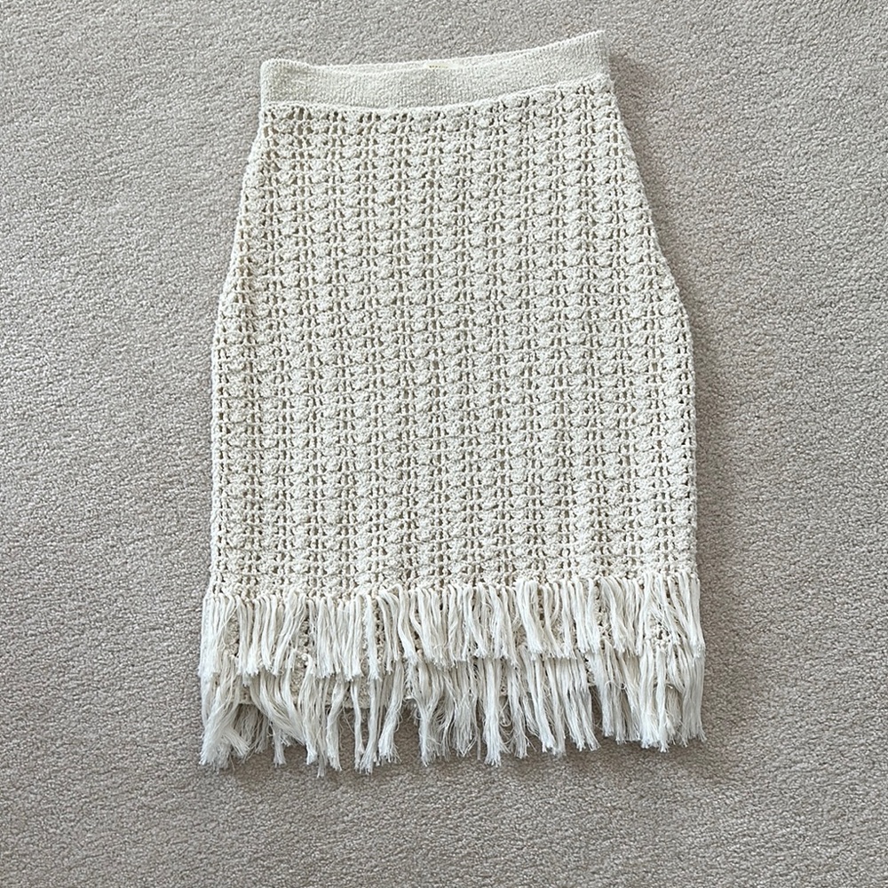Maeve Cream Midi Pencil Skirt Resort Wear